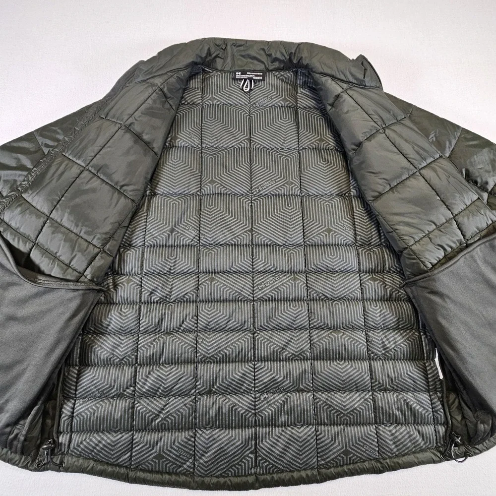 Under Armour Jacket Mens 2XL XXL Green ColdGear Infrared Puffer Quilted Full Zip